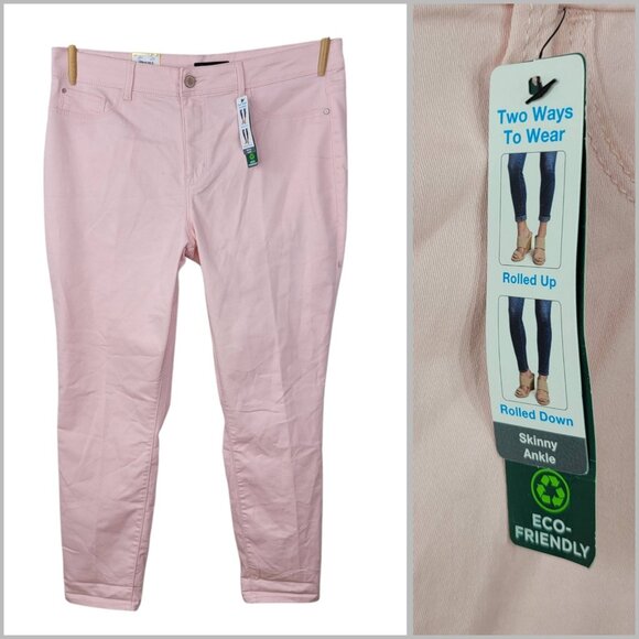 NEW Jorcache Plus Size 20W High-Rise Skinny Ankle Jean Leggings 20 Stretch Pink - Picture 1 of 9